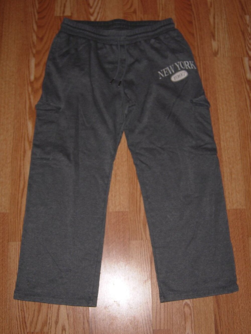 Gray Wide Leg New York Sweatpants Lounge Pants L